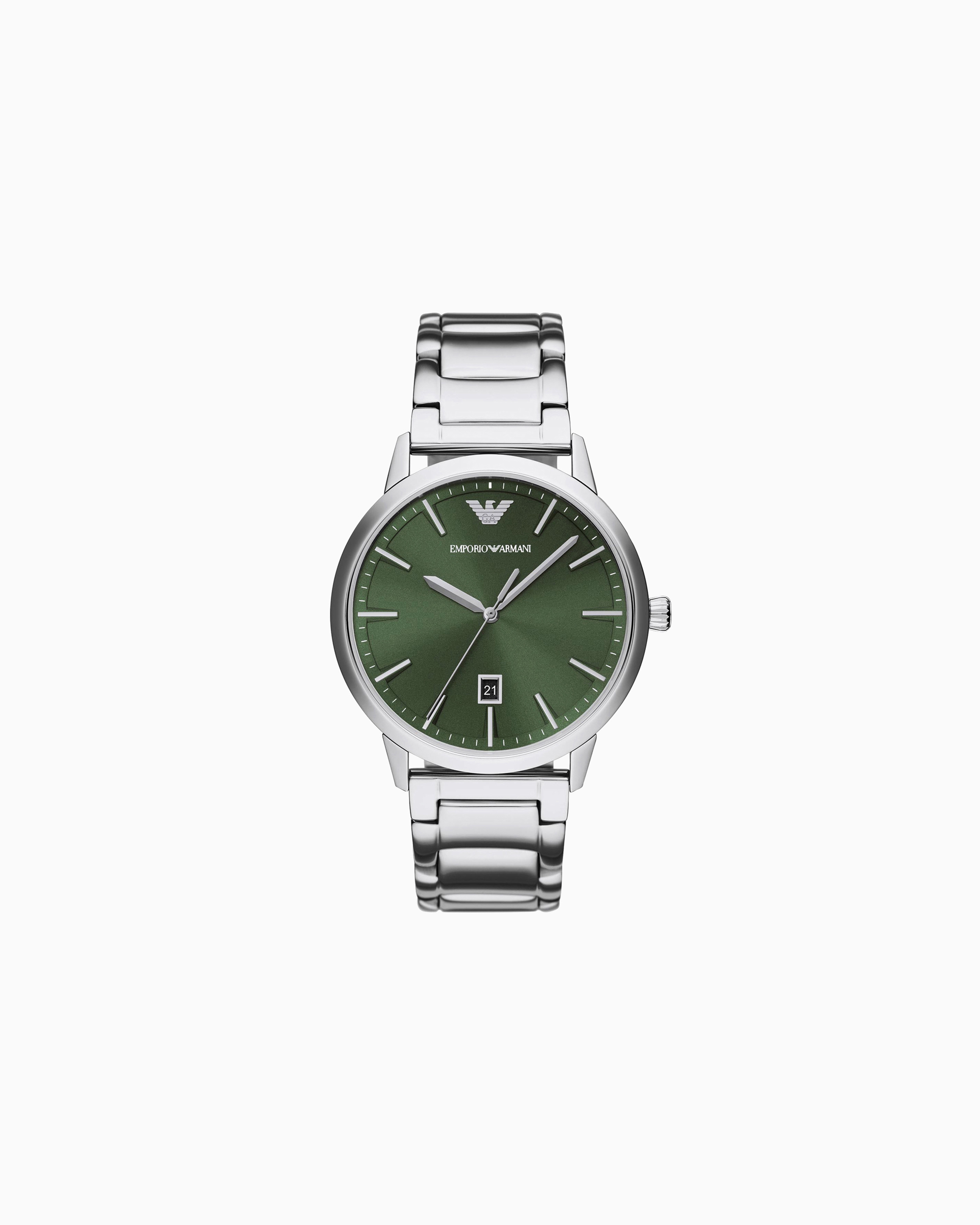 Emporio Armani Three-Hand Date Stainless Steel Watch
