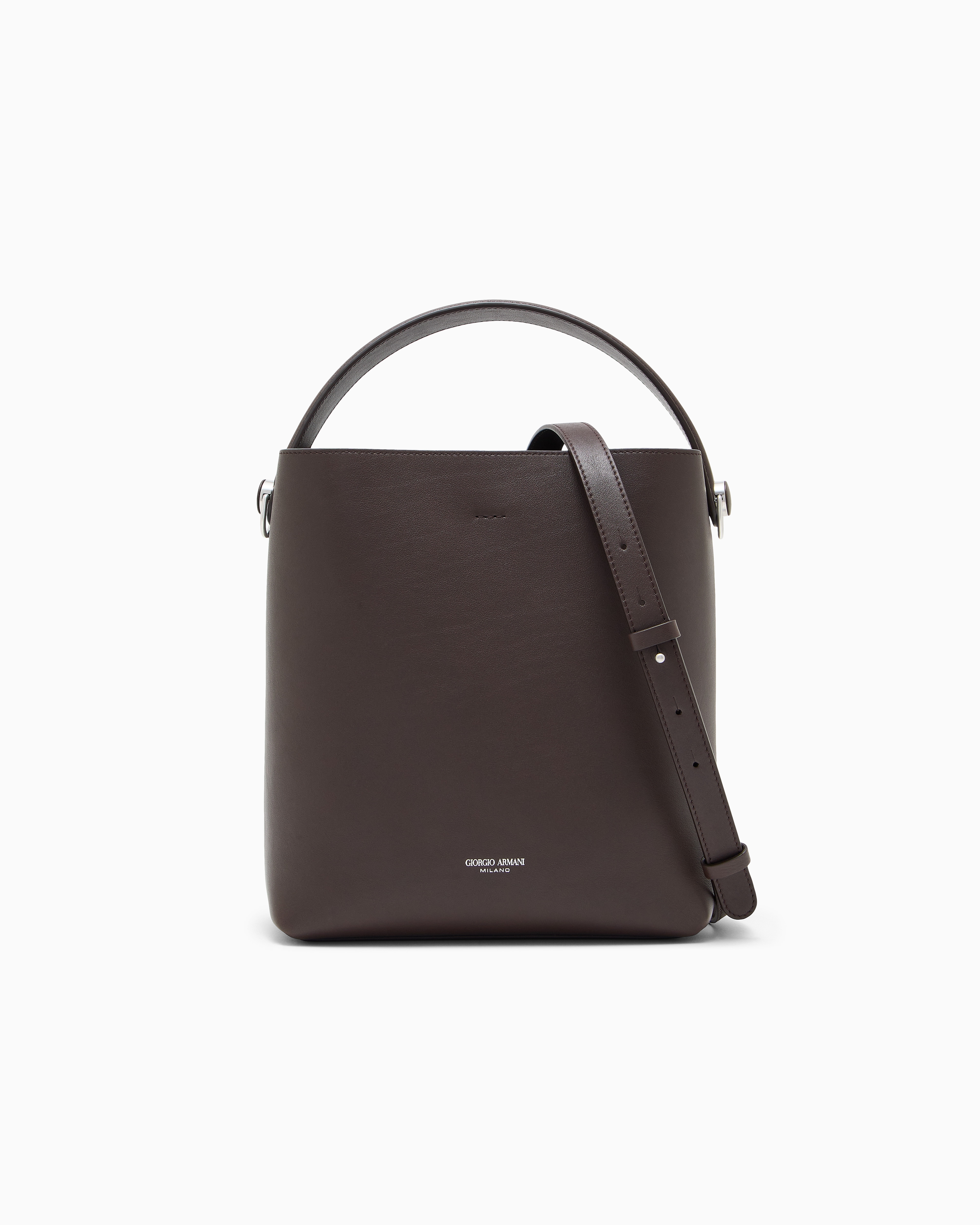 Shoulder bag in leather with split leather lining | Giorgio Armani US