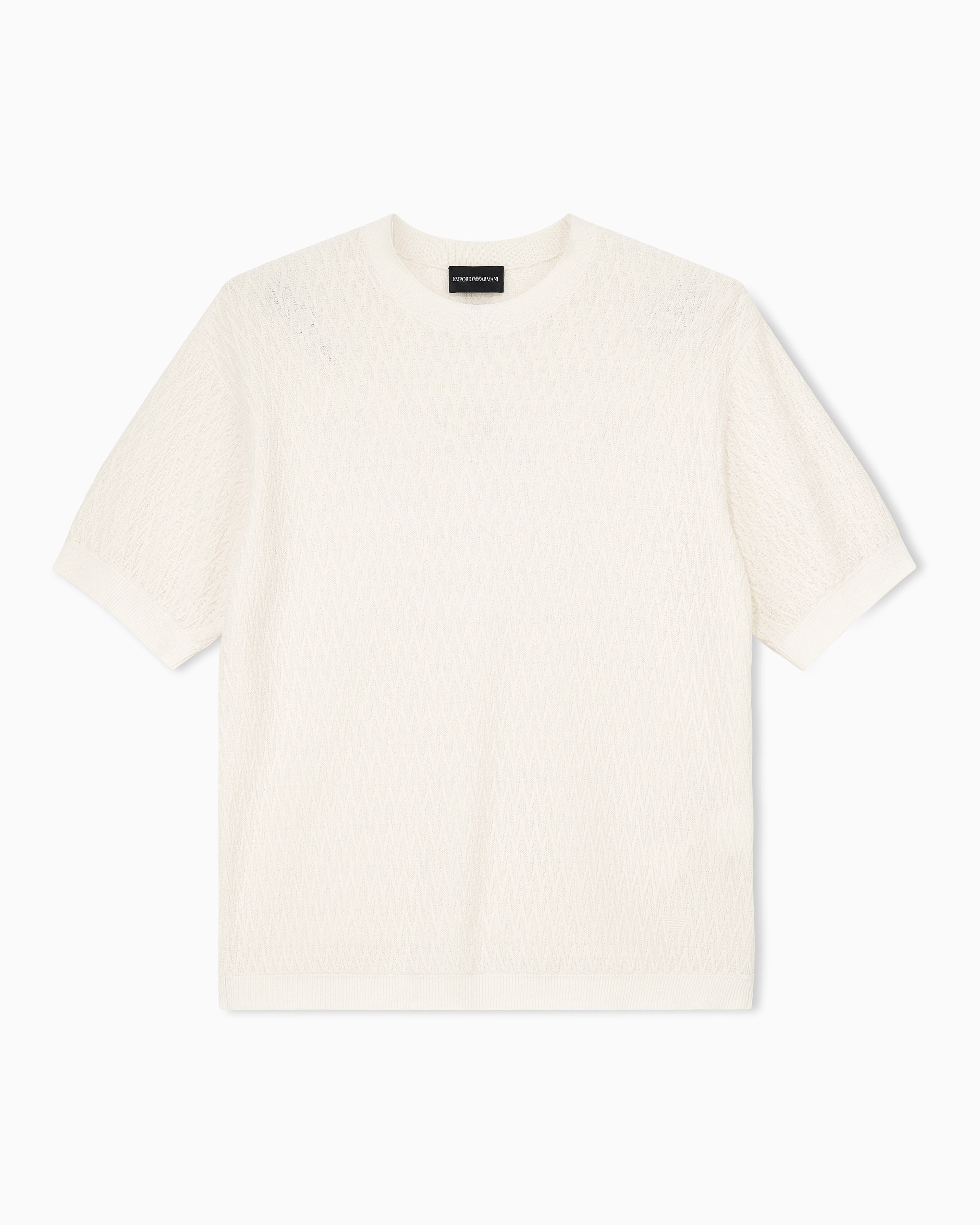 Emporio Armani - Chevron jacquard knit sweater, Man, White, Size: XXL