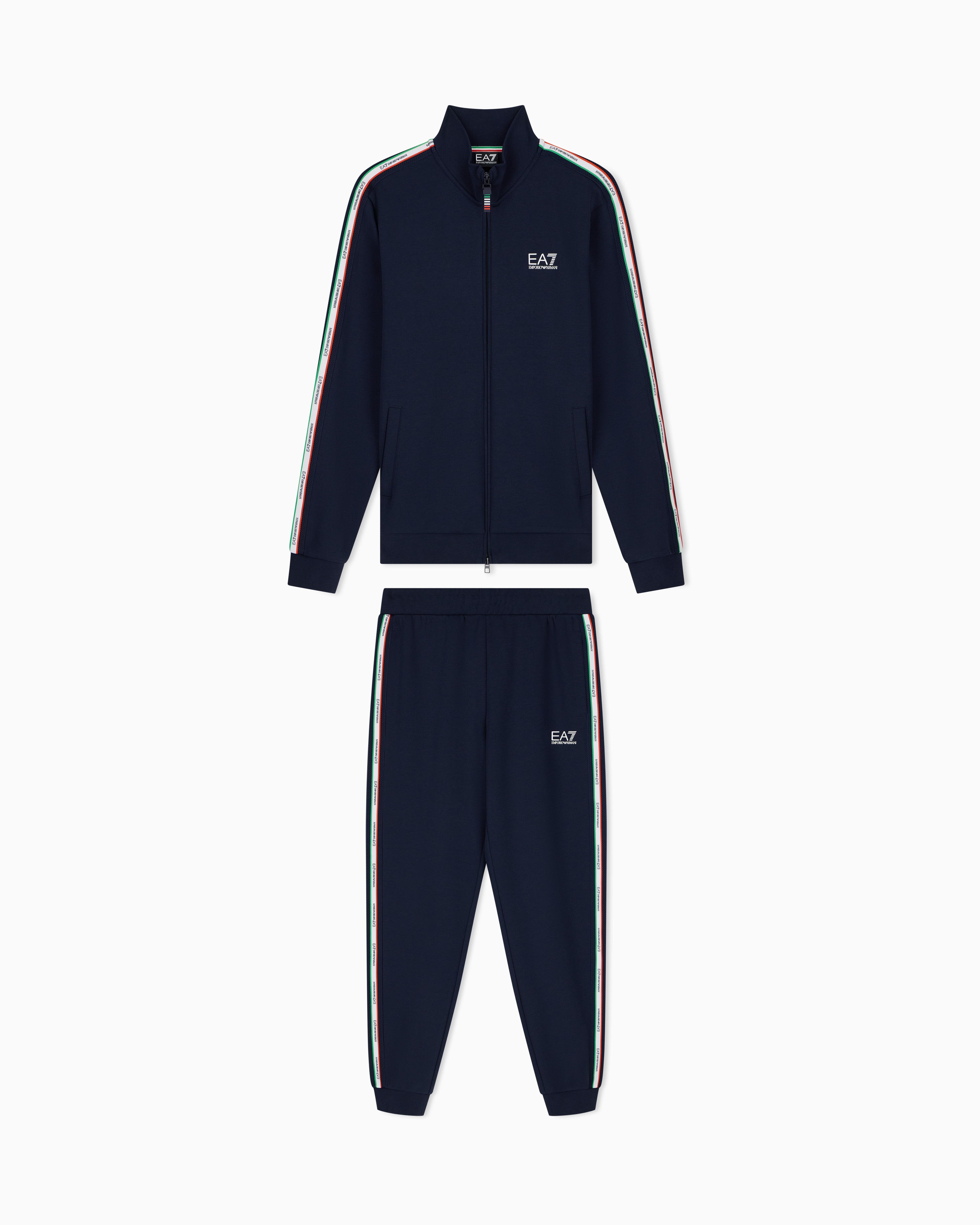 EMPORIO ARMANI EA7 ジャージセットアップ イタリア ネイビー Italian Spirit cotton-blend tracksuit | EA7 US