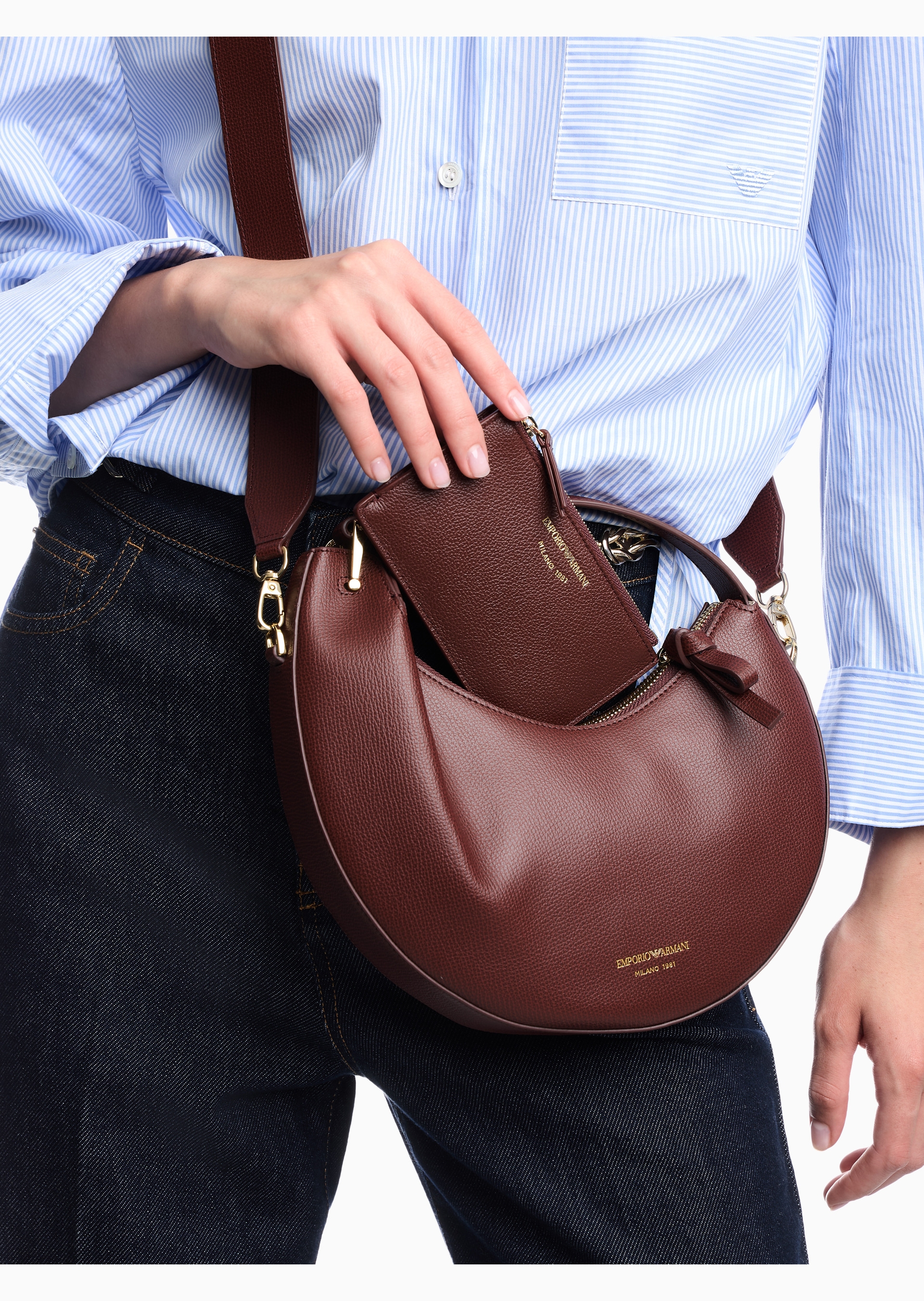Mini bag in tumbled leather | Emporio Armani ROW