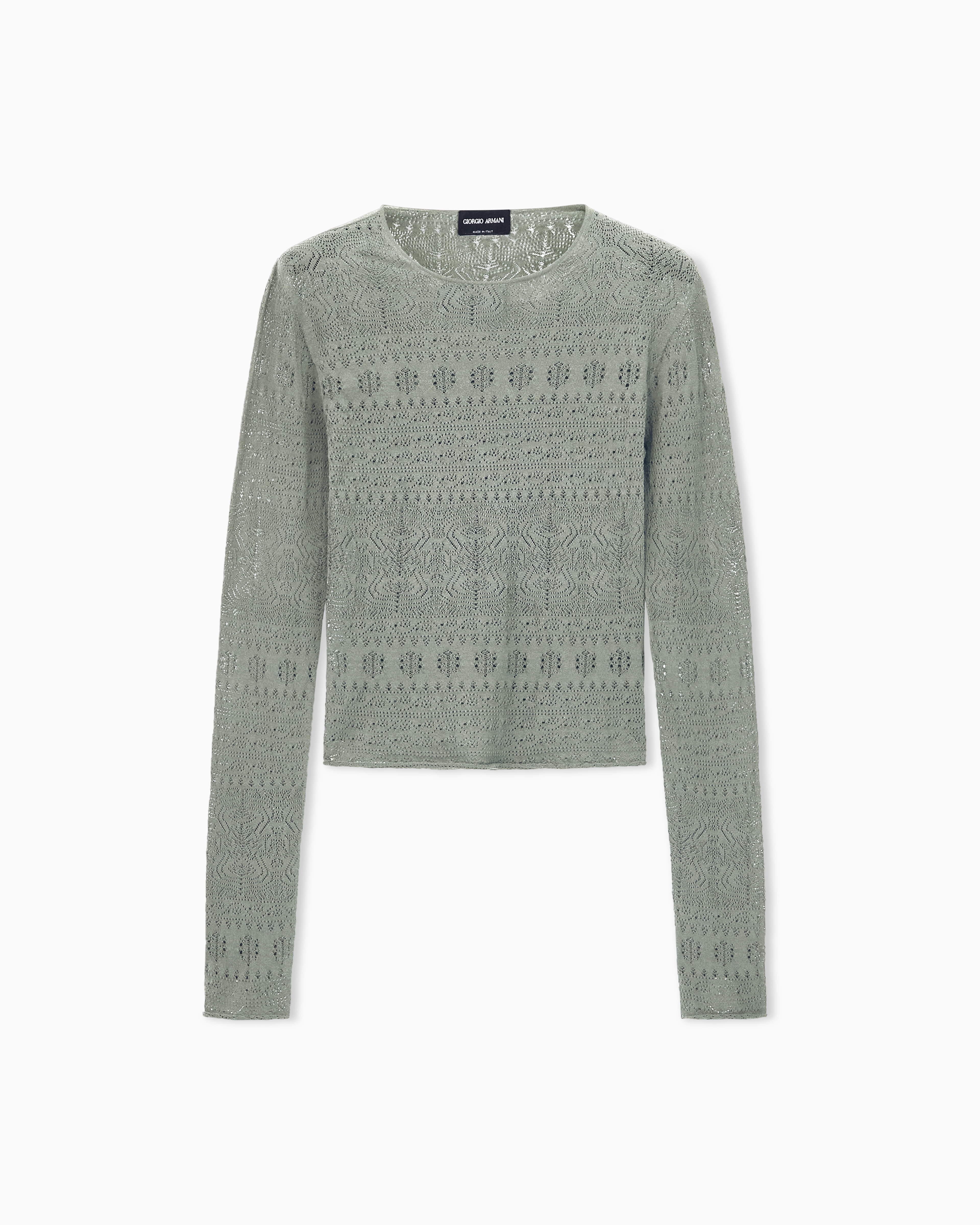 Giorgio Armani ニット コットン Sweater slim crew neck stretch cotton lace | Giorgio Armani US