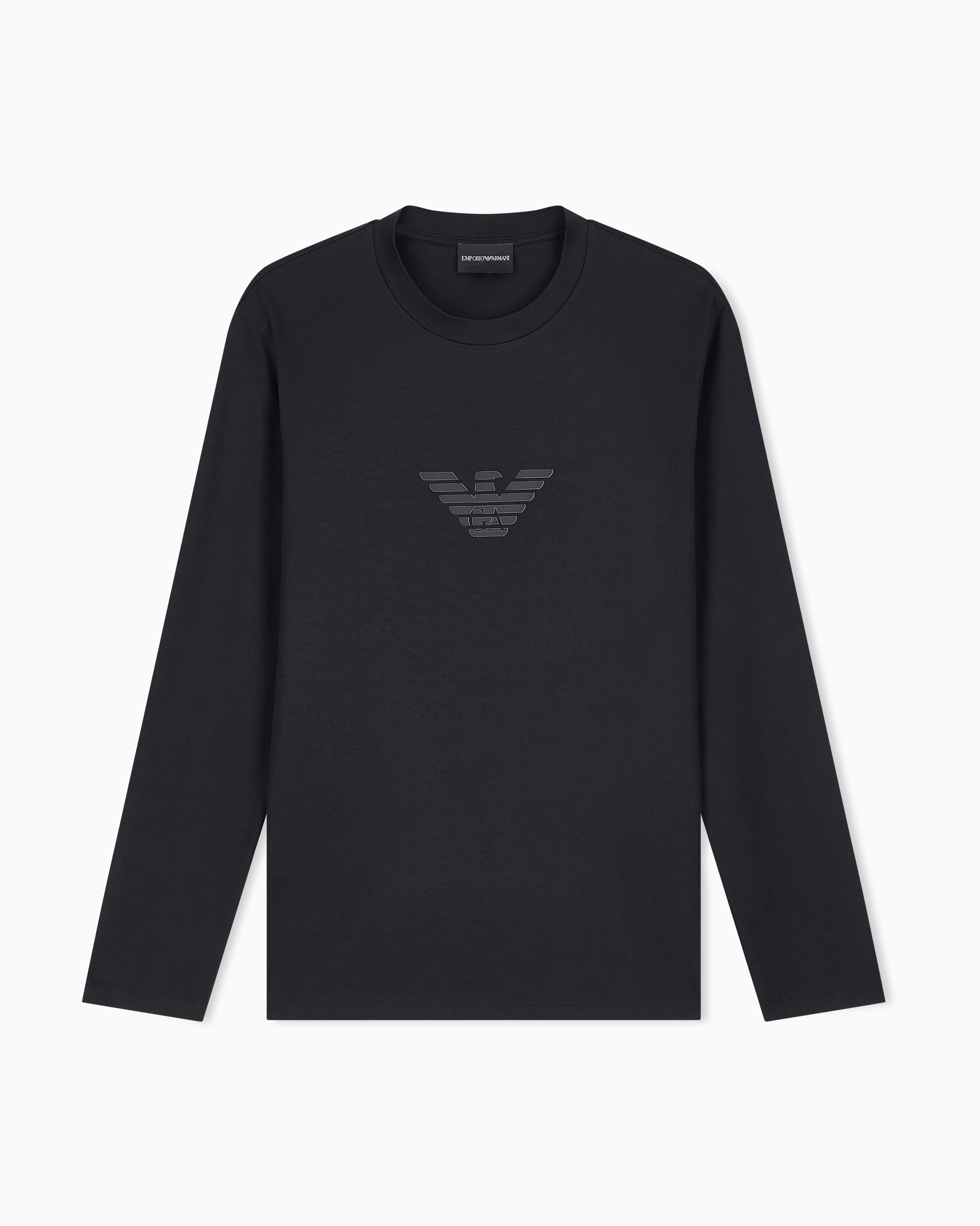 Slim-fit Pima jersey jumper with printed logo | Emporio Armani US