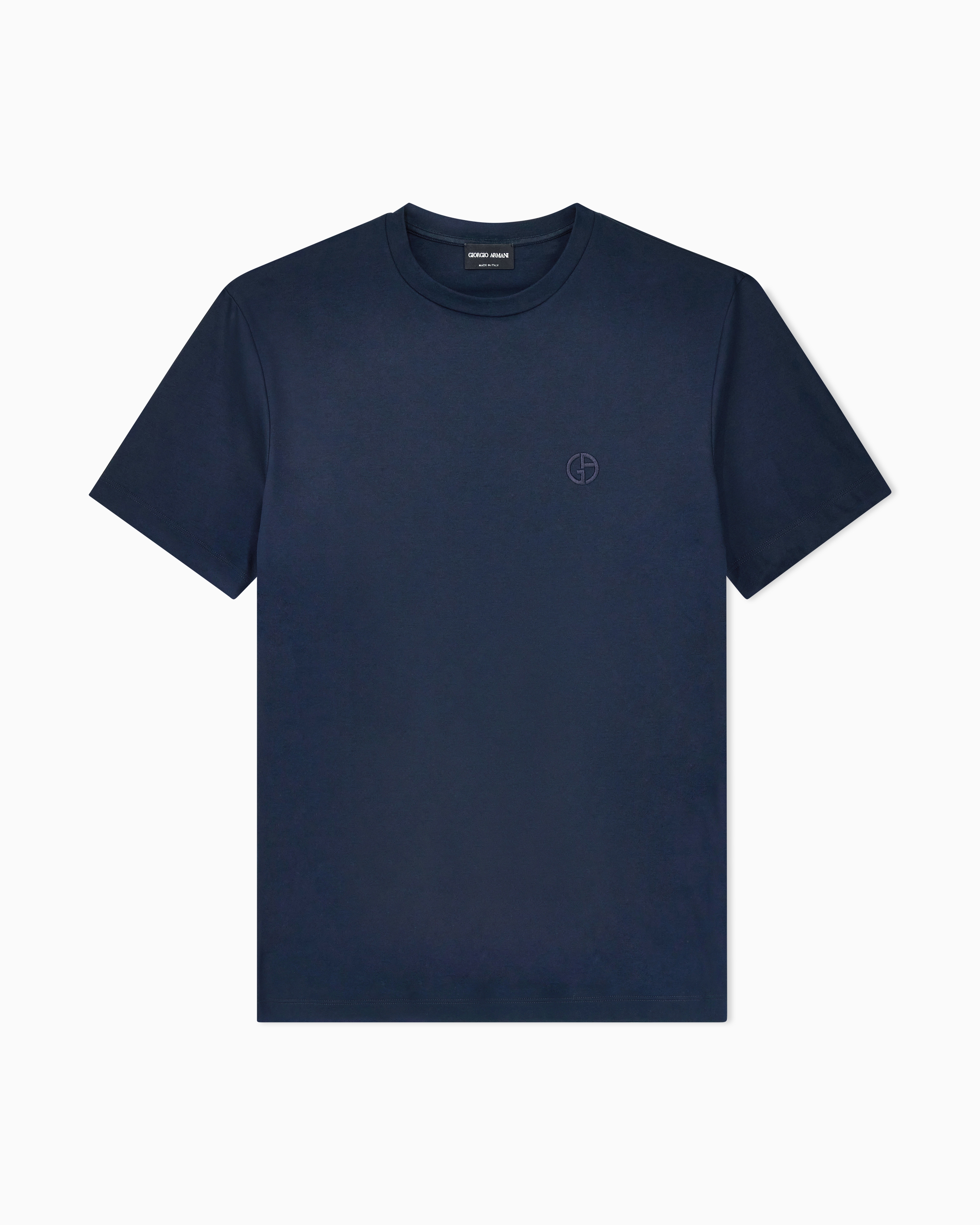Logo t-shirt embroidered crewneck man | Giorgio Armani JP