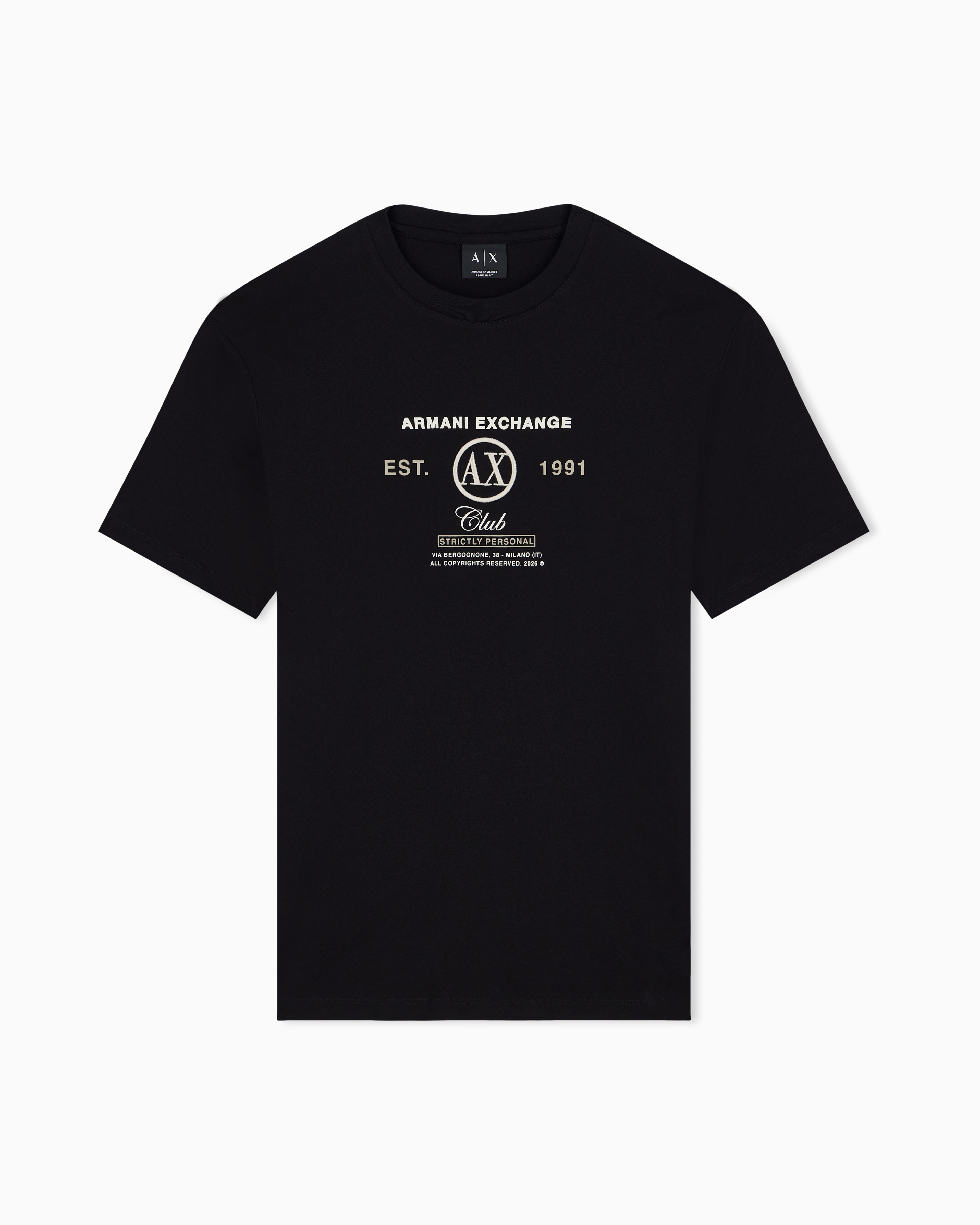 AXクラブロゴ レギュラーフィット 半袖クルーネックTシャツ | Armani