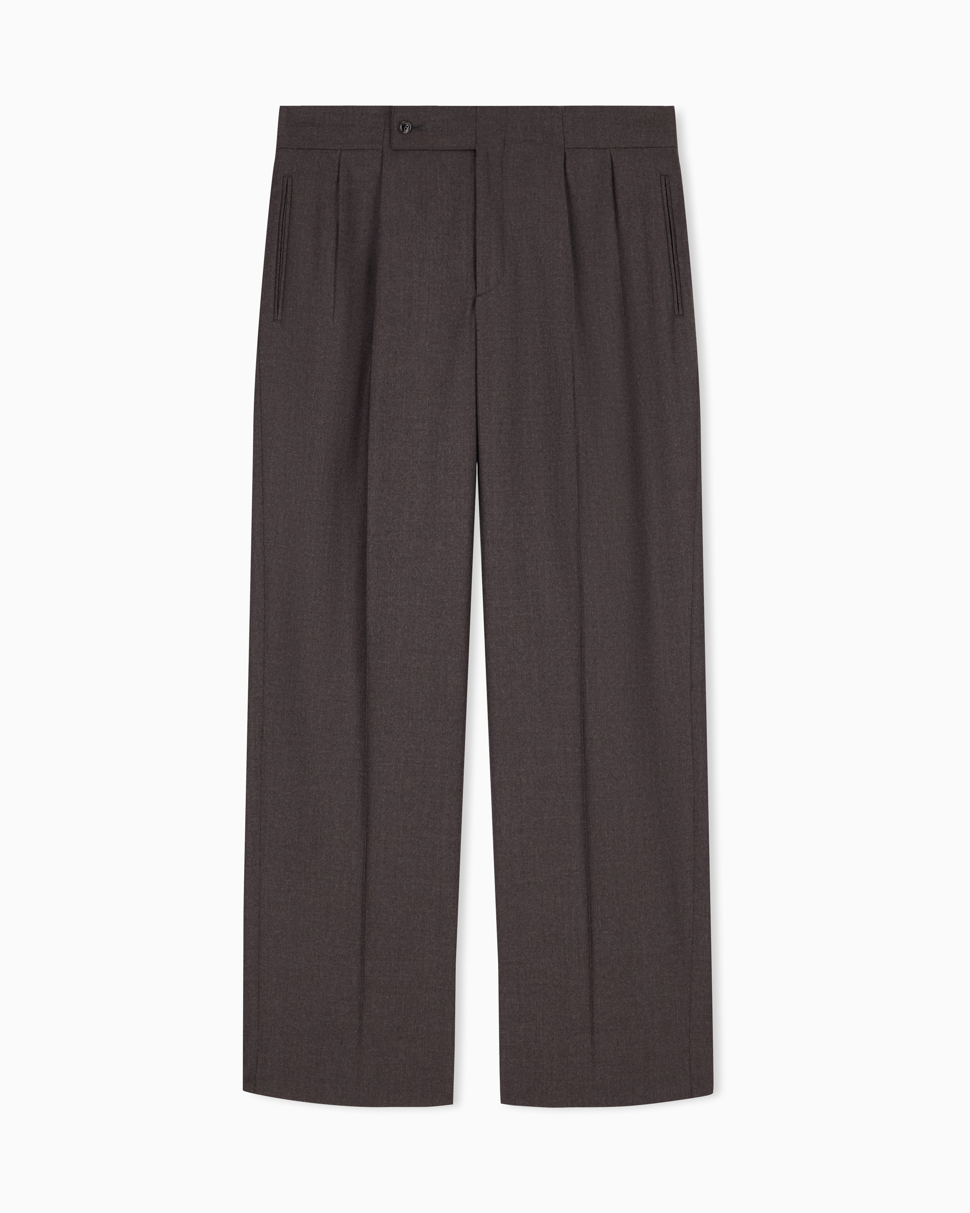 Oversized double pleat trousers in virgin wool flannel | Giorgio