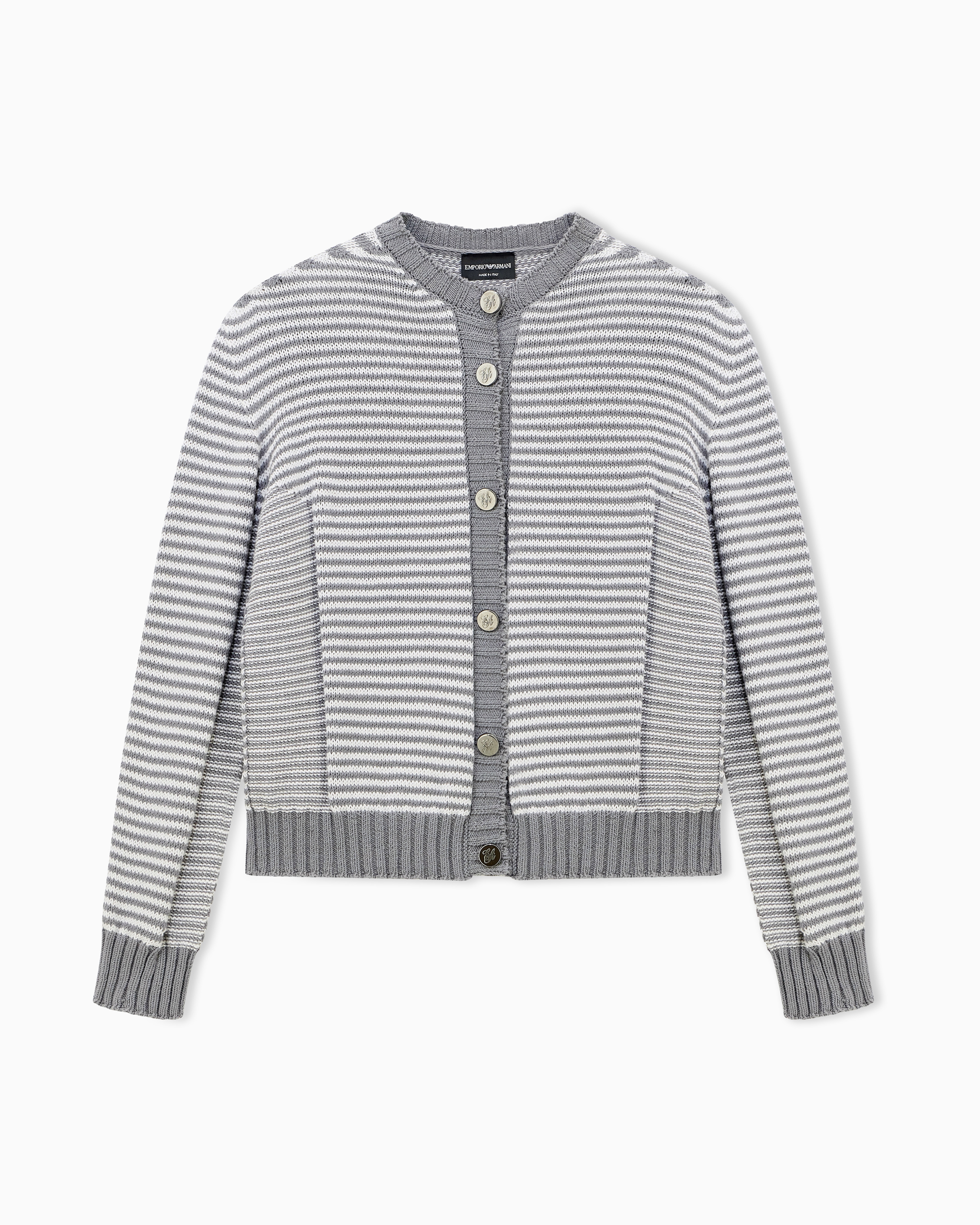 新品・未使用　EMPORIO ARMANI EA7ニット　カーディガン レギュラーフィット ボーダーカーディガン コットン混紡 | Emporio
