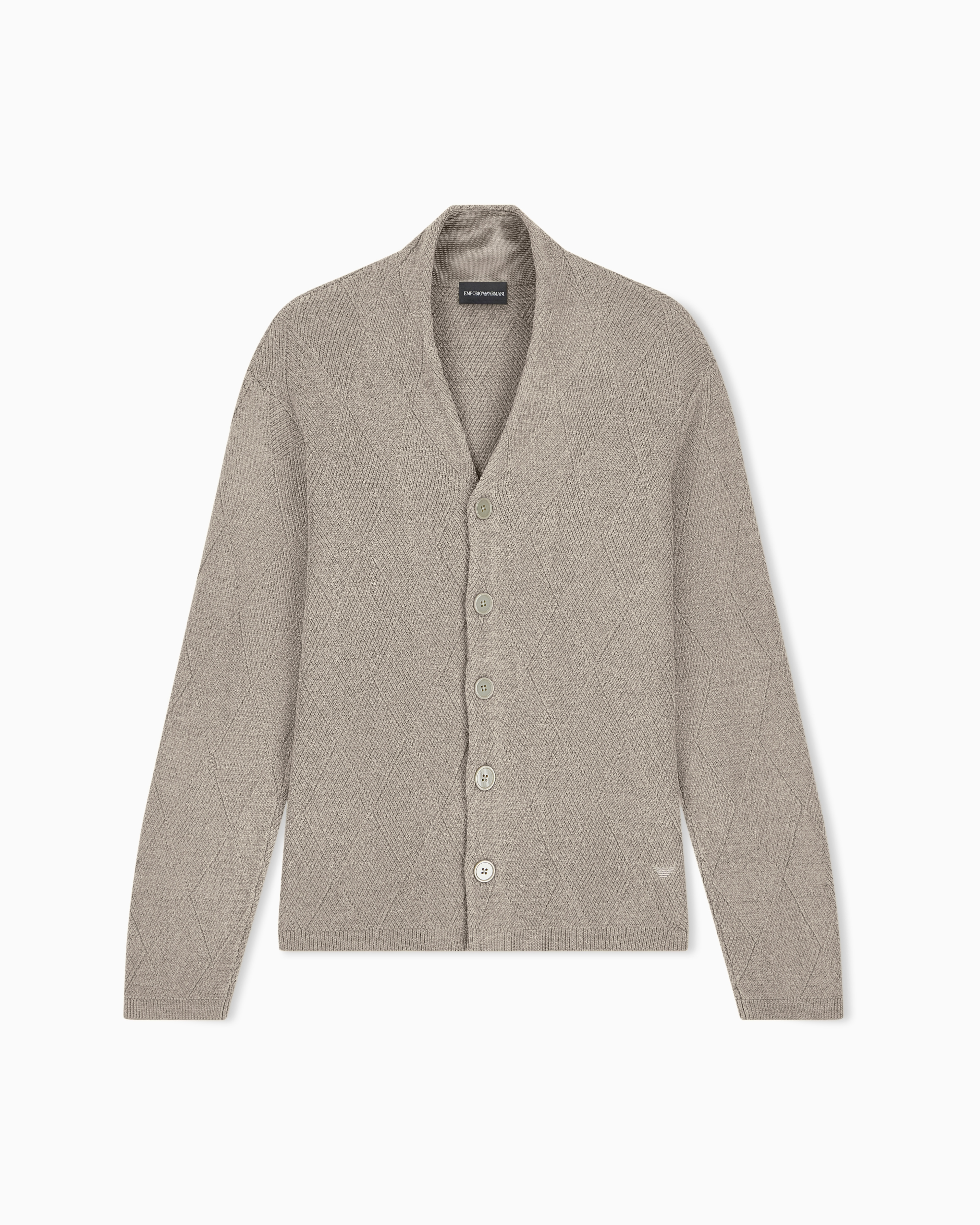 Cardigan in a virgin wool-blend with fancy rib details | Emporio