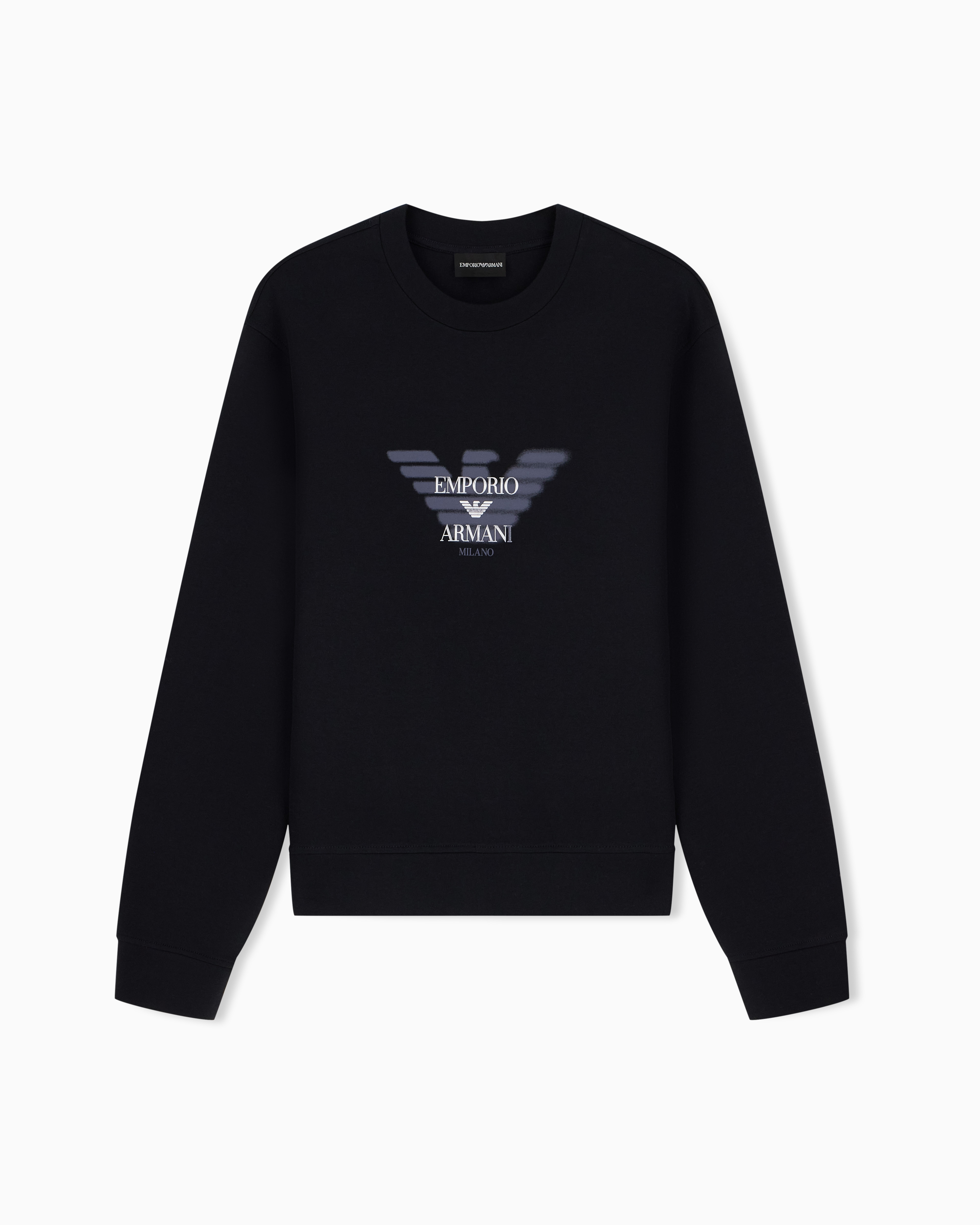 【EMPORIO ARMANI】00s archive knit black Double jersey sweatshirt with logo | Emporio Armani US