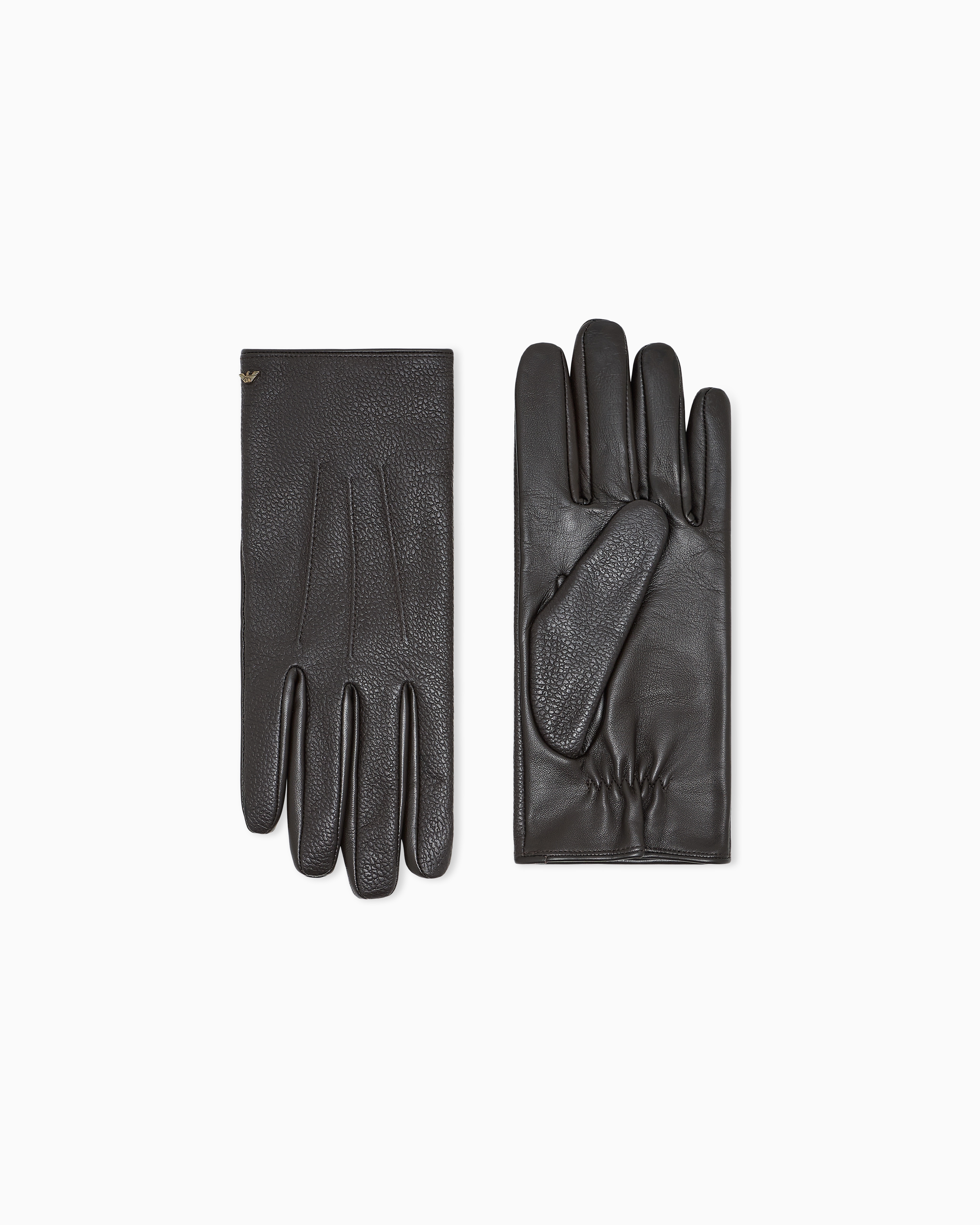 Leather gloves with wool lining and a metal eagle logo | Emporio