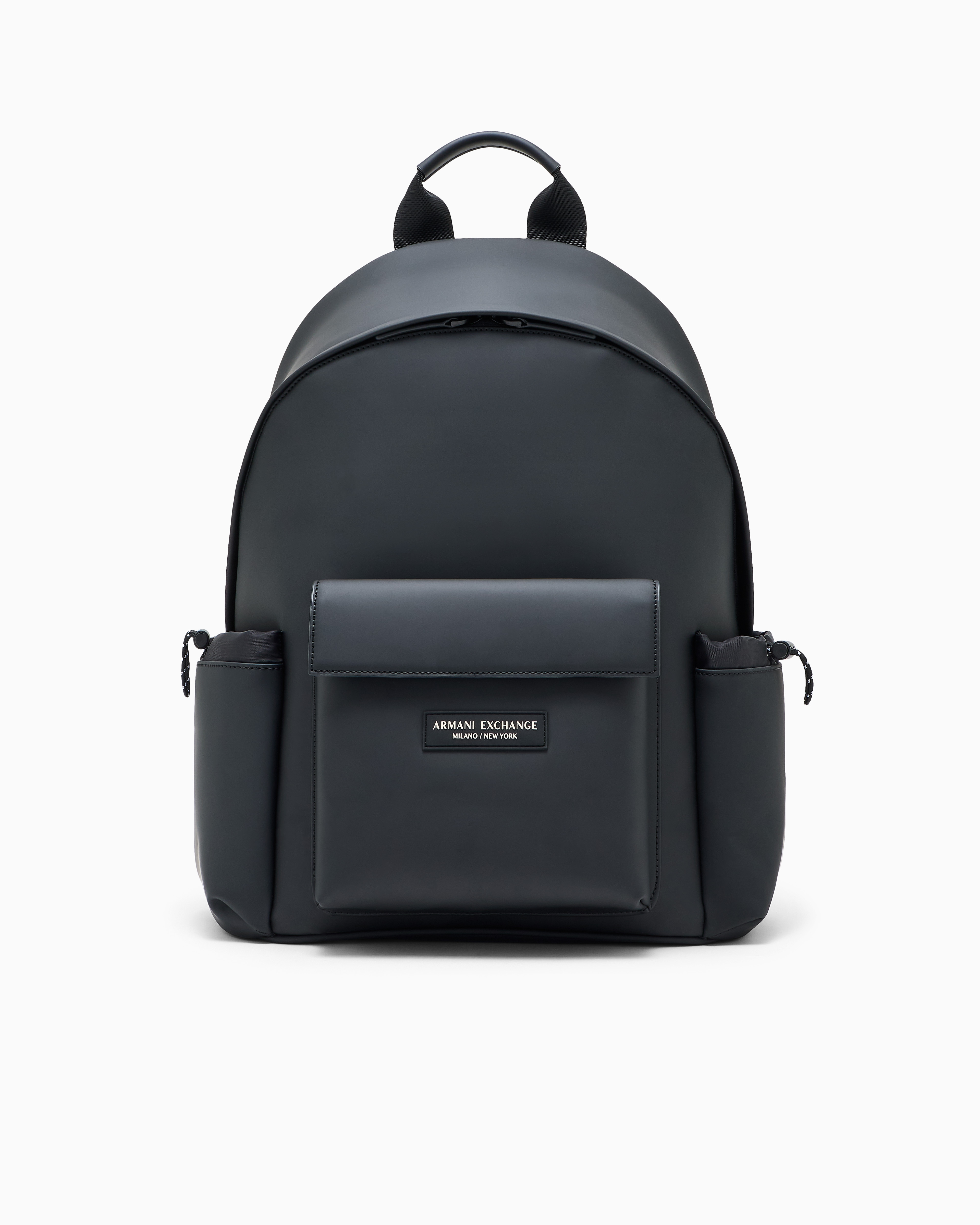 Smooth backpack with a front logo patch and zip pockets | Armani