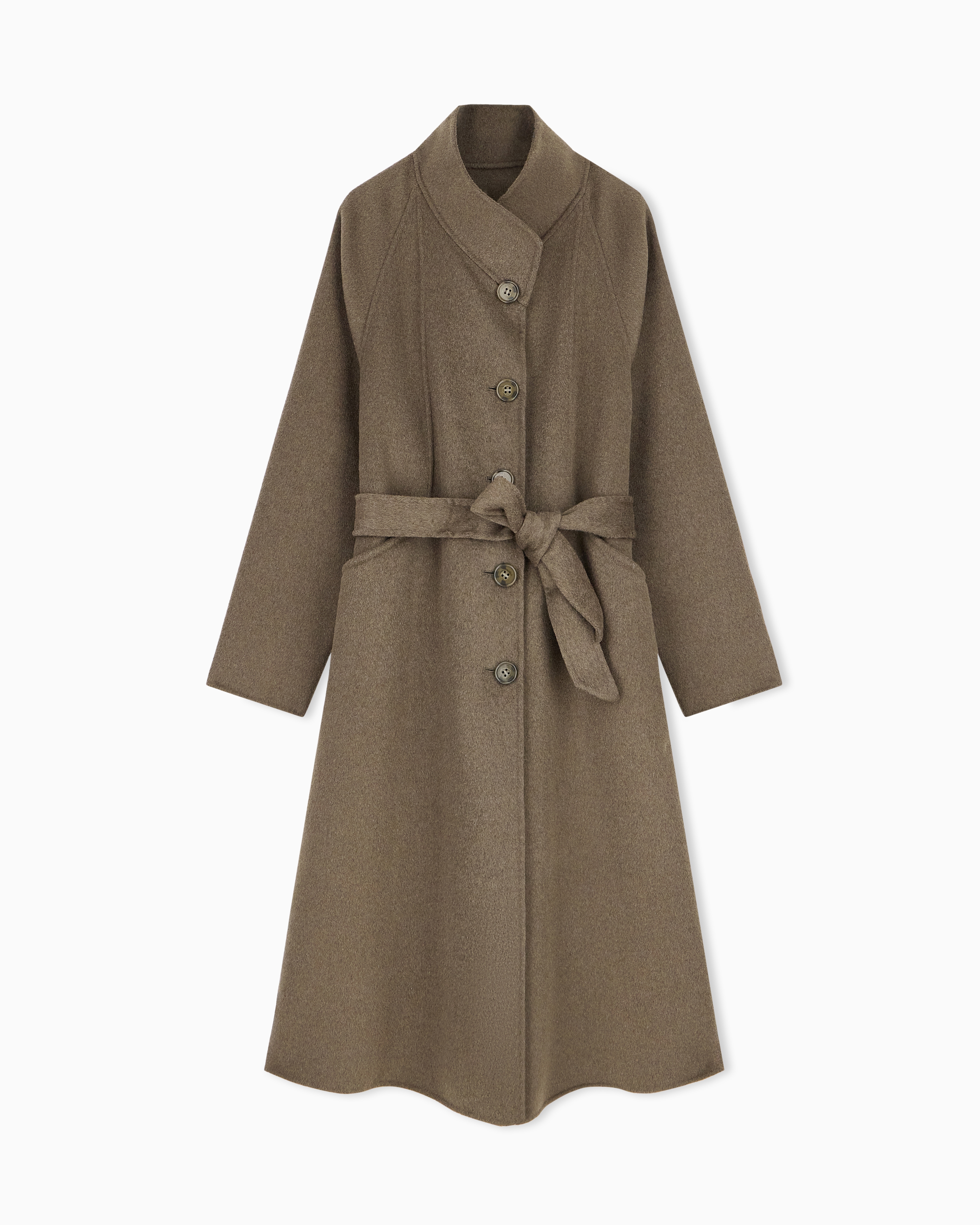 Coat in double melange virgin wool with horn-effect buttons