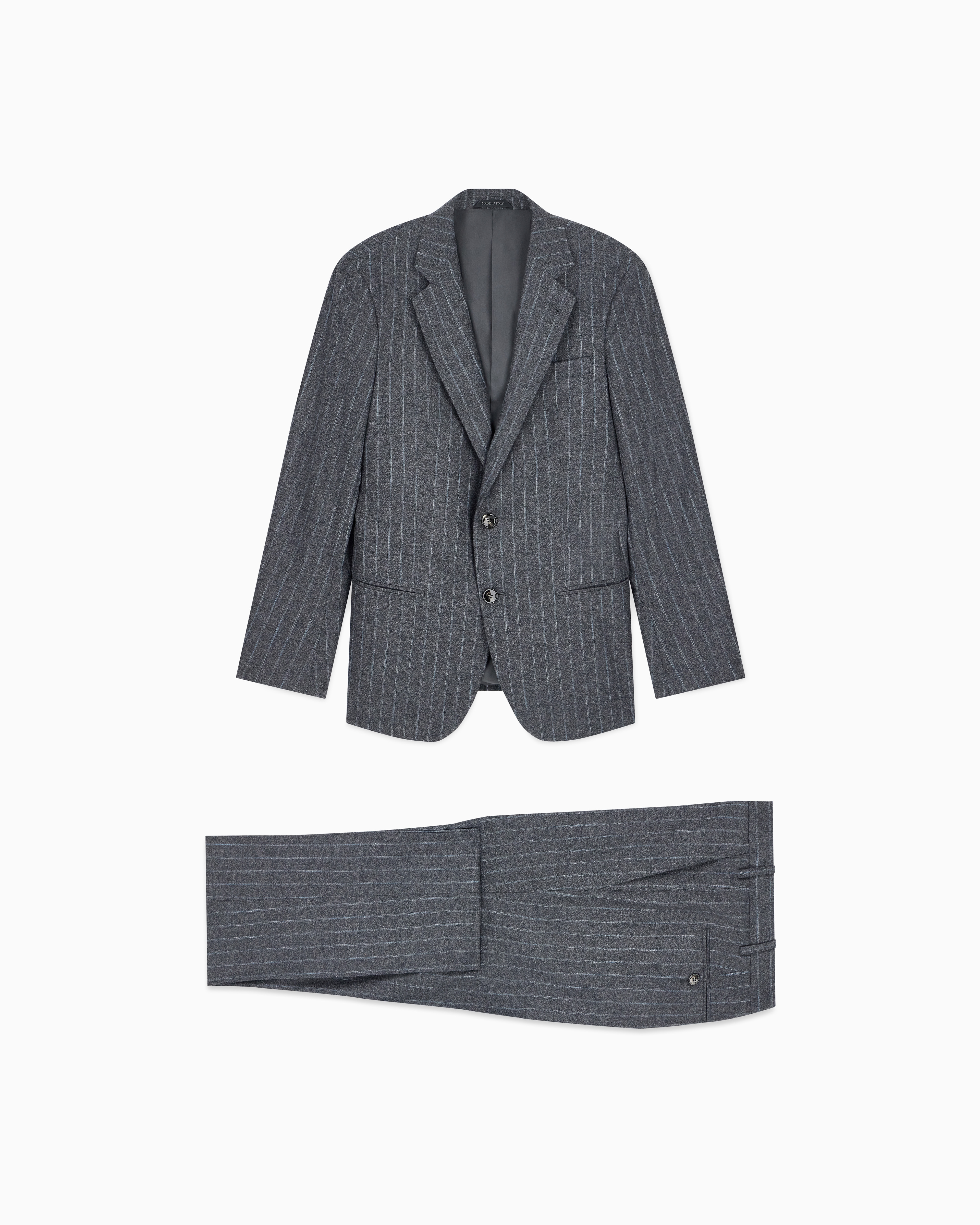 Single-breasted suit in pinstriped wool flannel | Giorgio Armani US