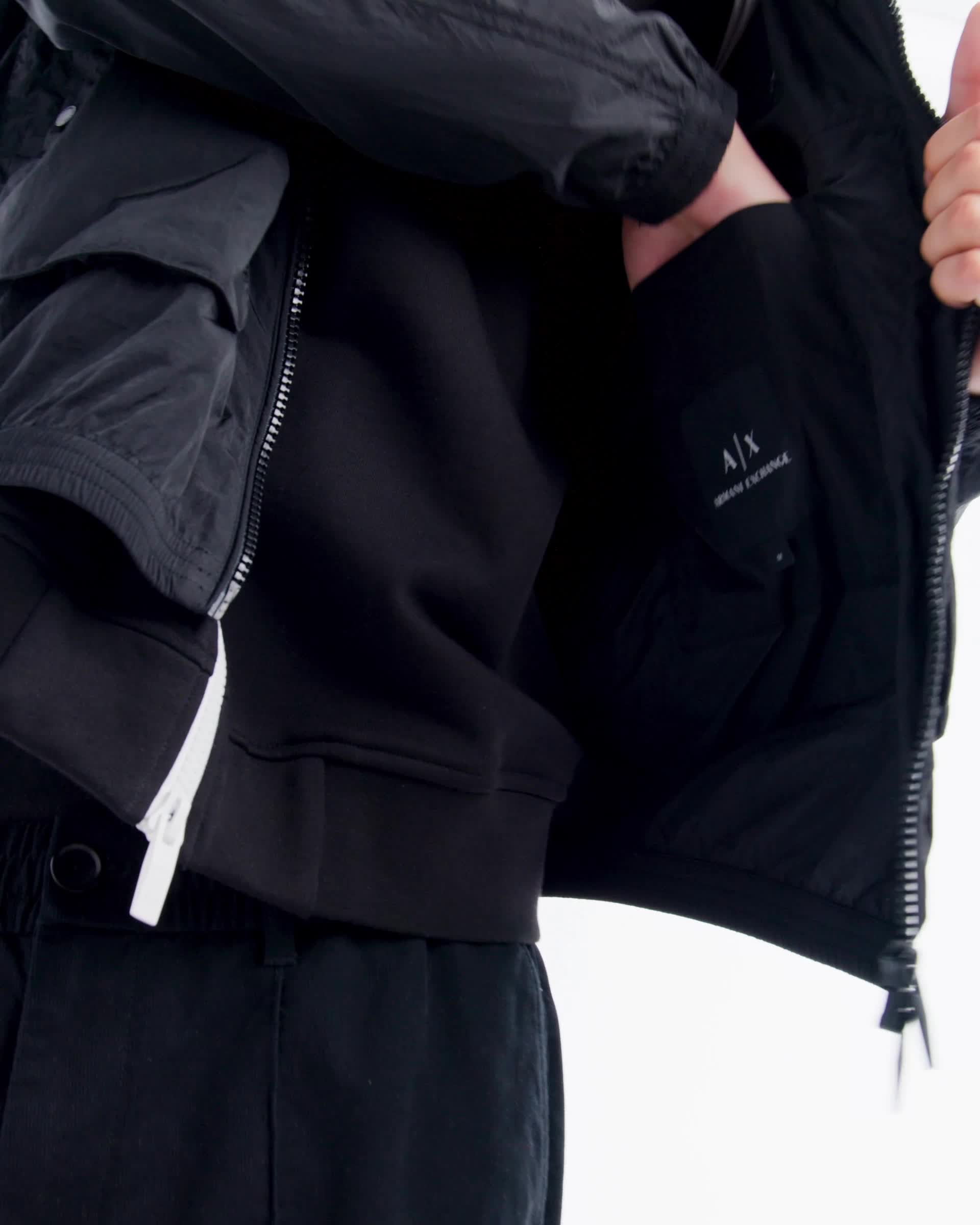 Hooded jacket with pockets in crinkle fabric | Armani Exchange
