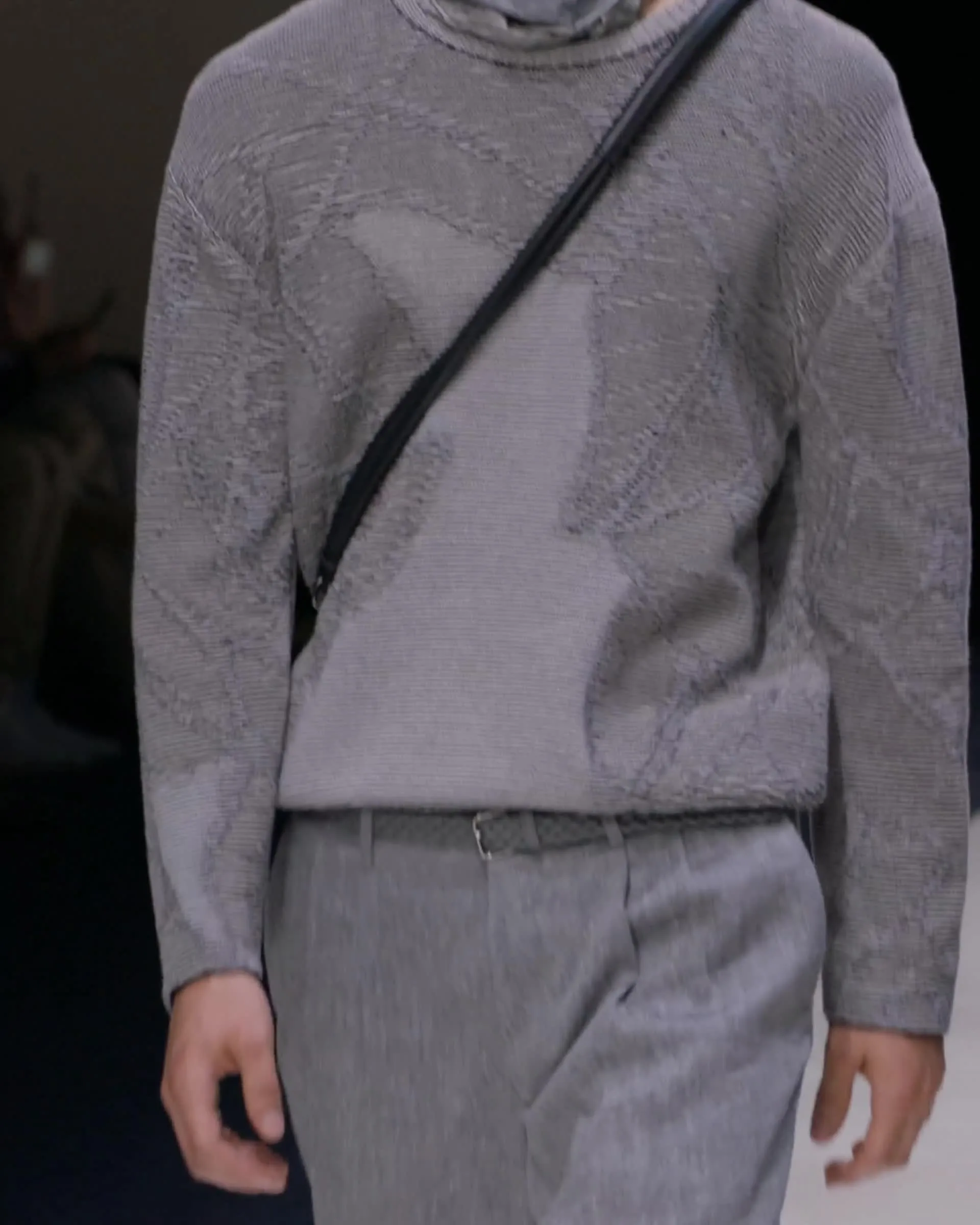 ダブルタックパンツ リネン／バージンウール シェブロン | Giorgio Armani