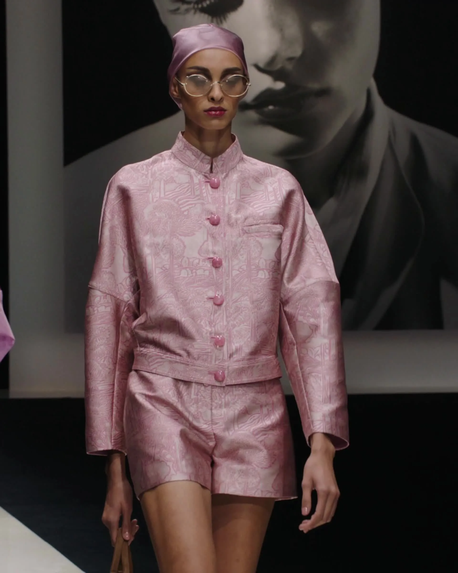 All-over jacquard jacket with guru collar | Emporio Armani