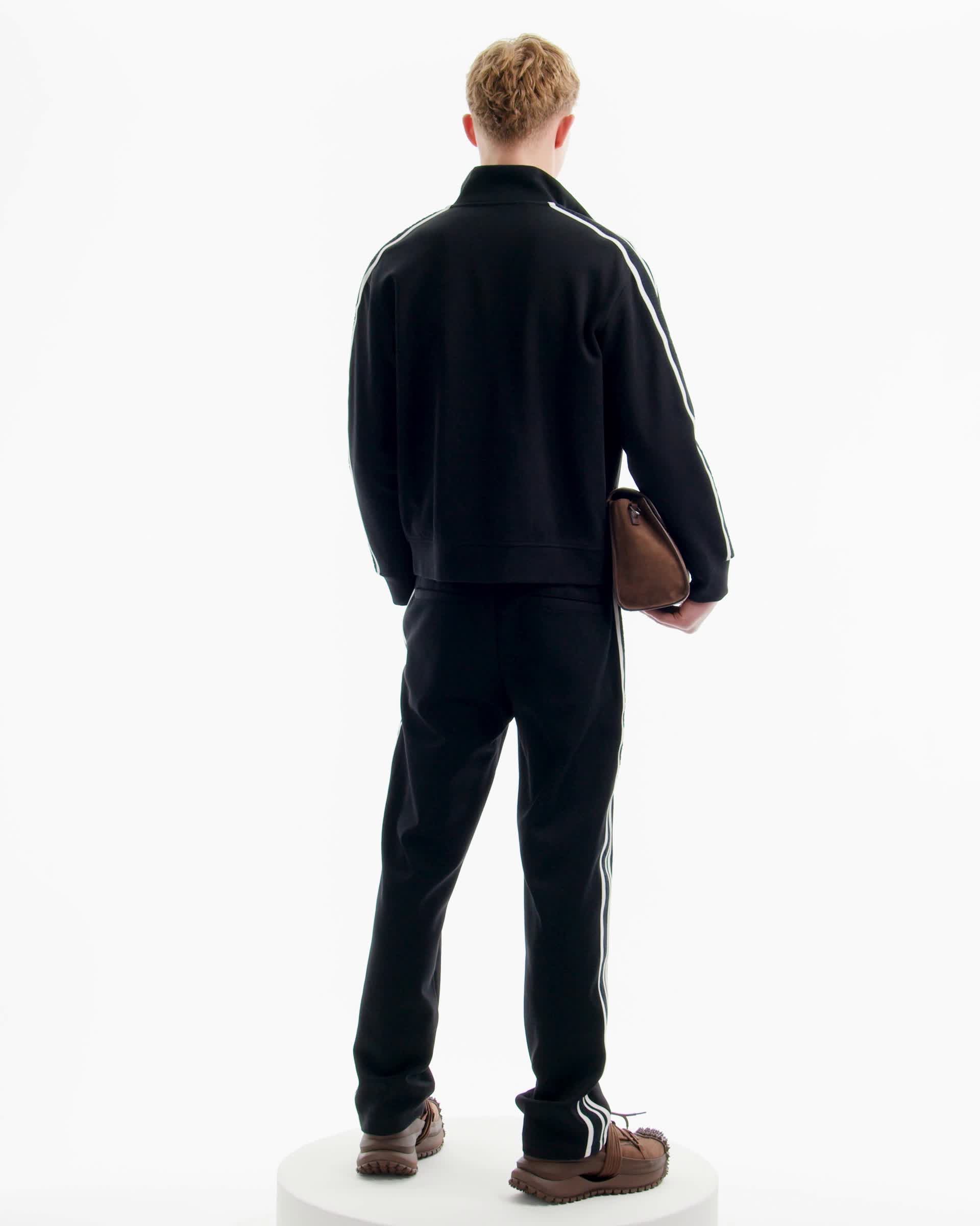EMPORIO ARMANI スウェット 黒 4105124E0008 ASV Full-zip sweatshirt in jersey with logo bands | Emporio