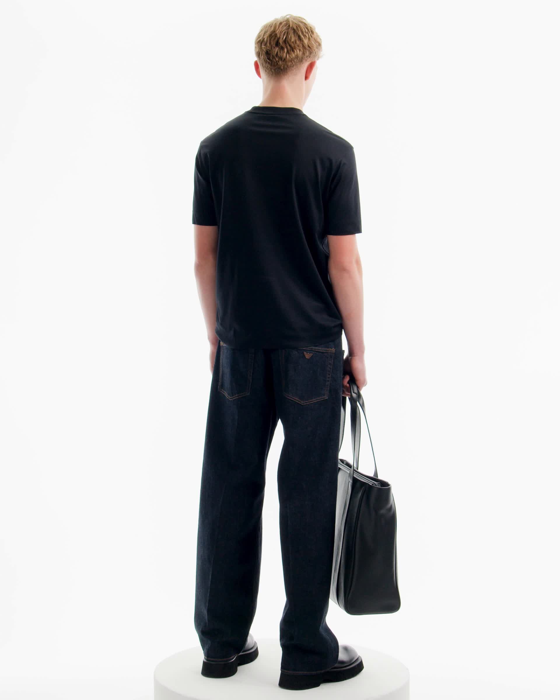 ASV Tシャツ リヨセル混紡ジャージー ステッチ刺繍 | Emporio Armani