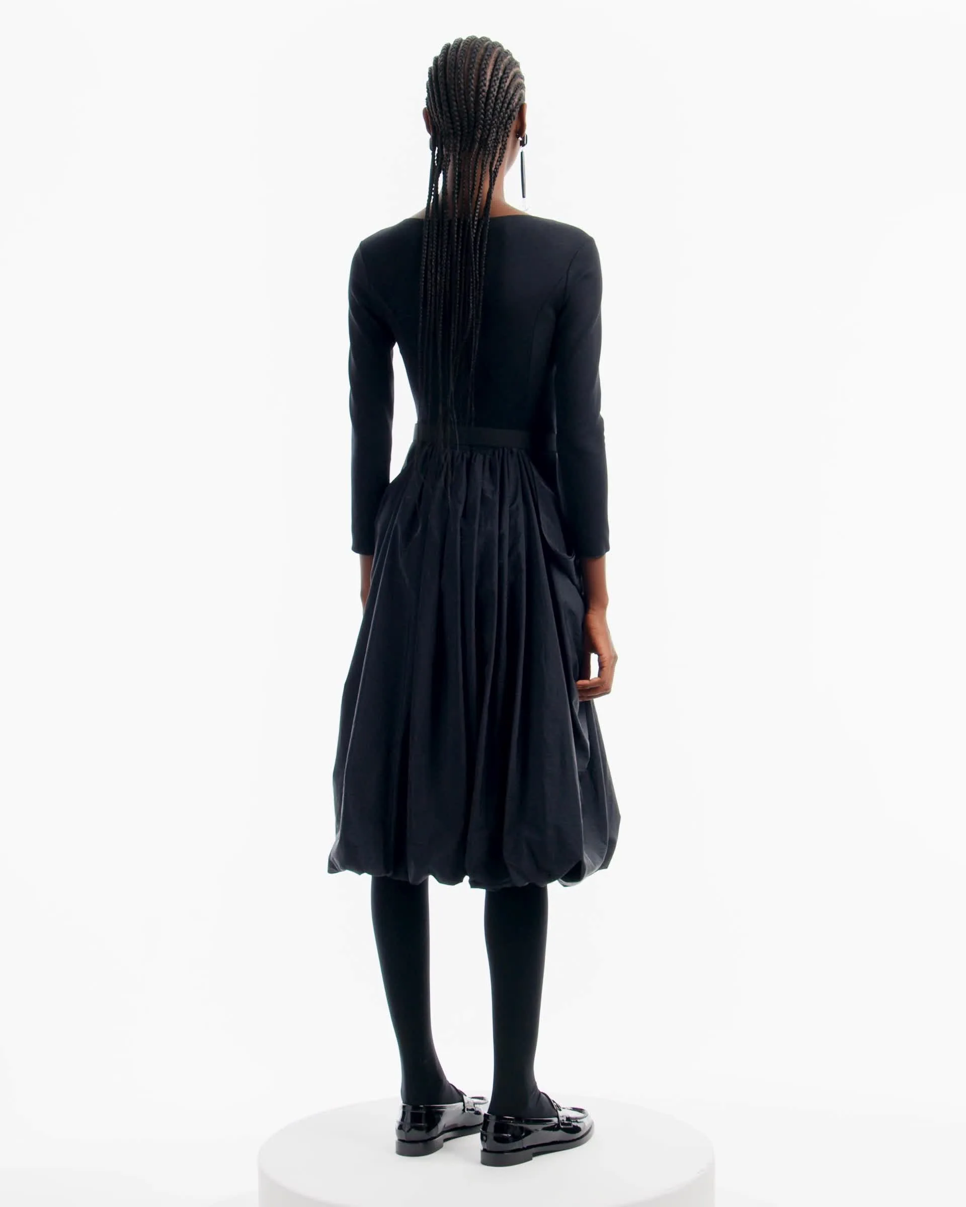 Stretch Milano-stitch dress with taffeta skirt | Emporio Armani