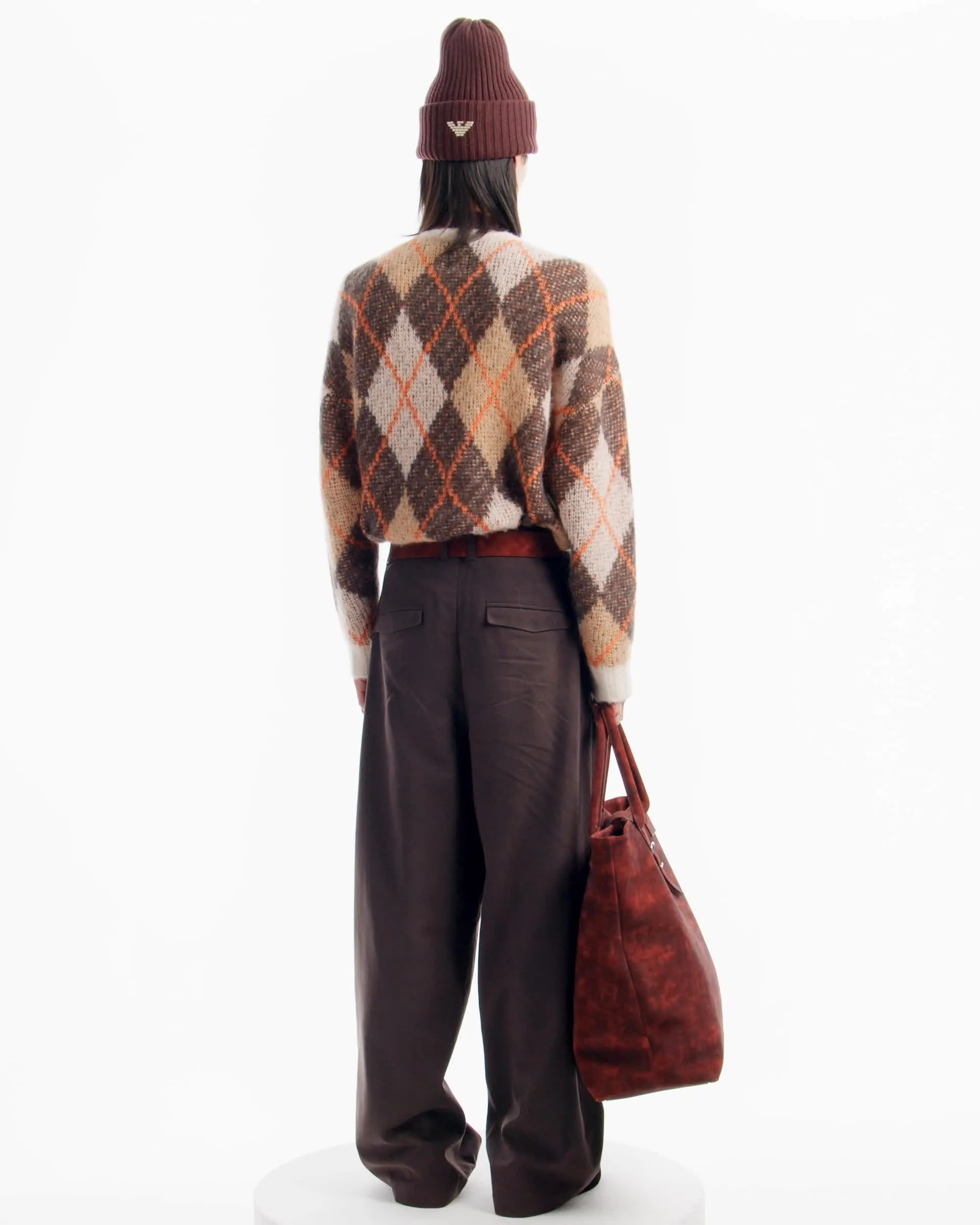 トップス EMPORIO ARMANI Shaggy knit Emporio Armani Men's Wool Geometric Crewneck Sweater
