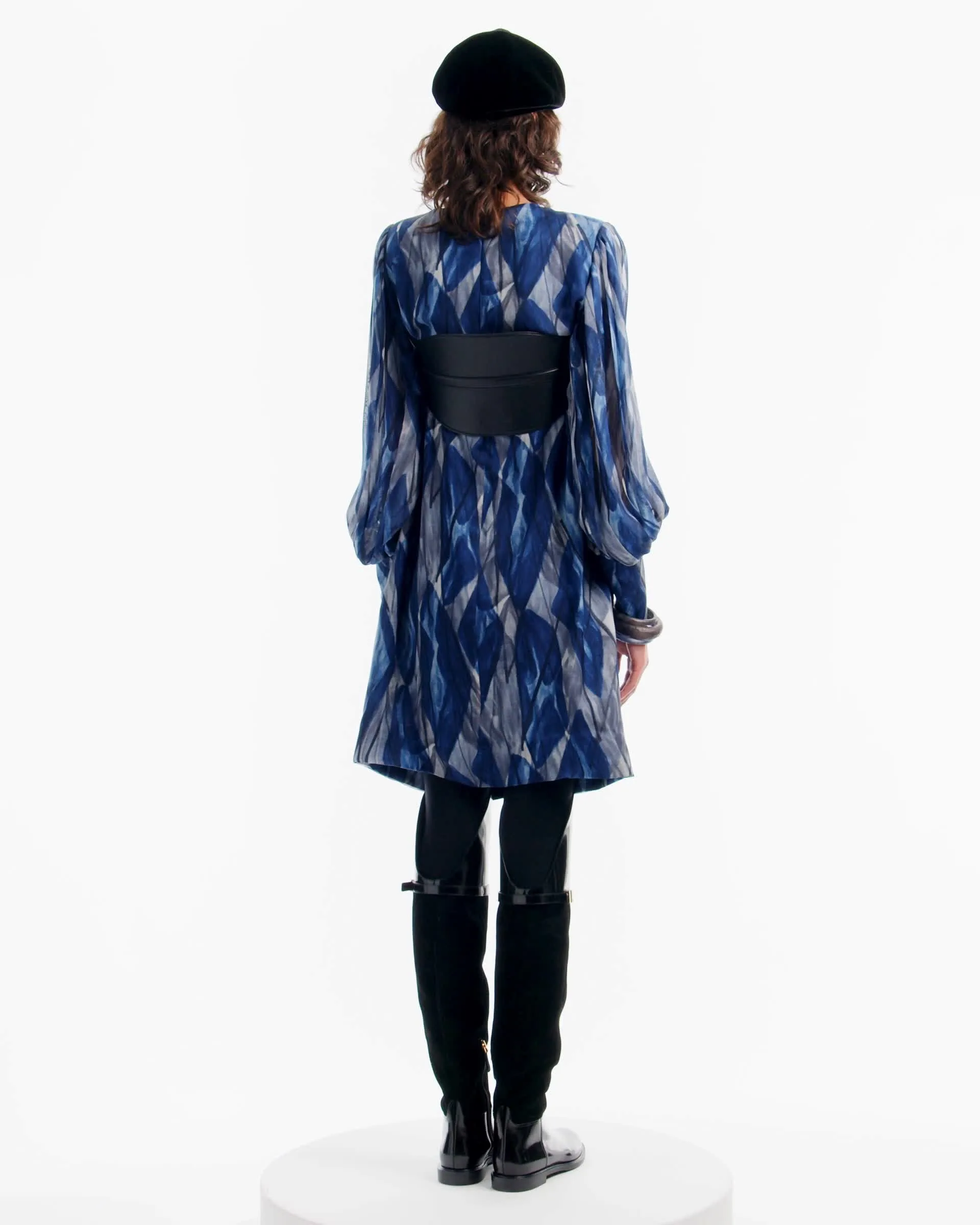 Etro ドレス シルク100% ドレープロングドレス シルクジャカード・モザイク - ブラック