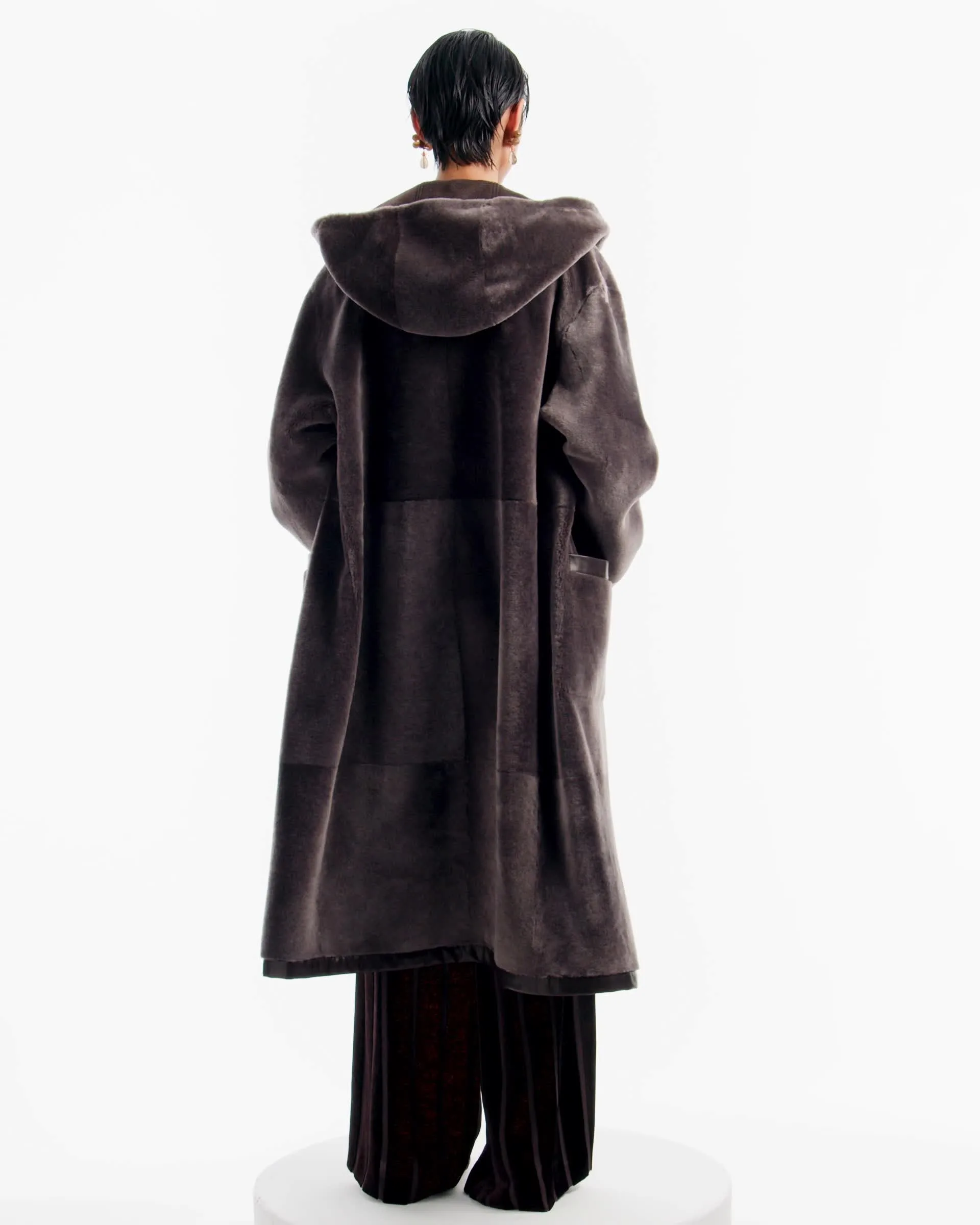 Long lambskin shearling coat | Giorgio Armani