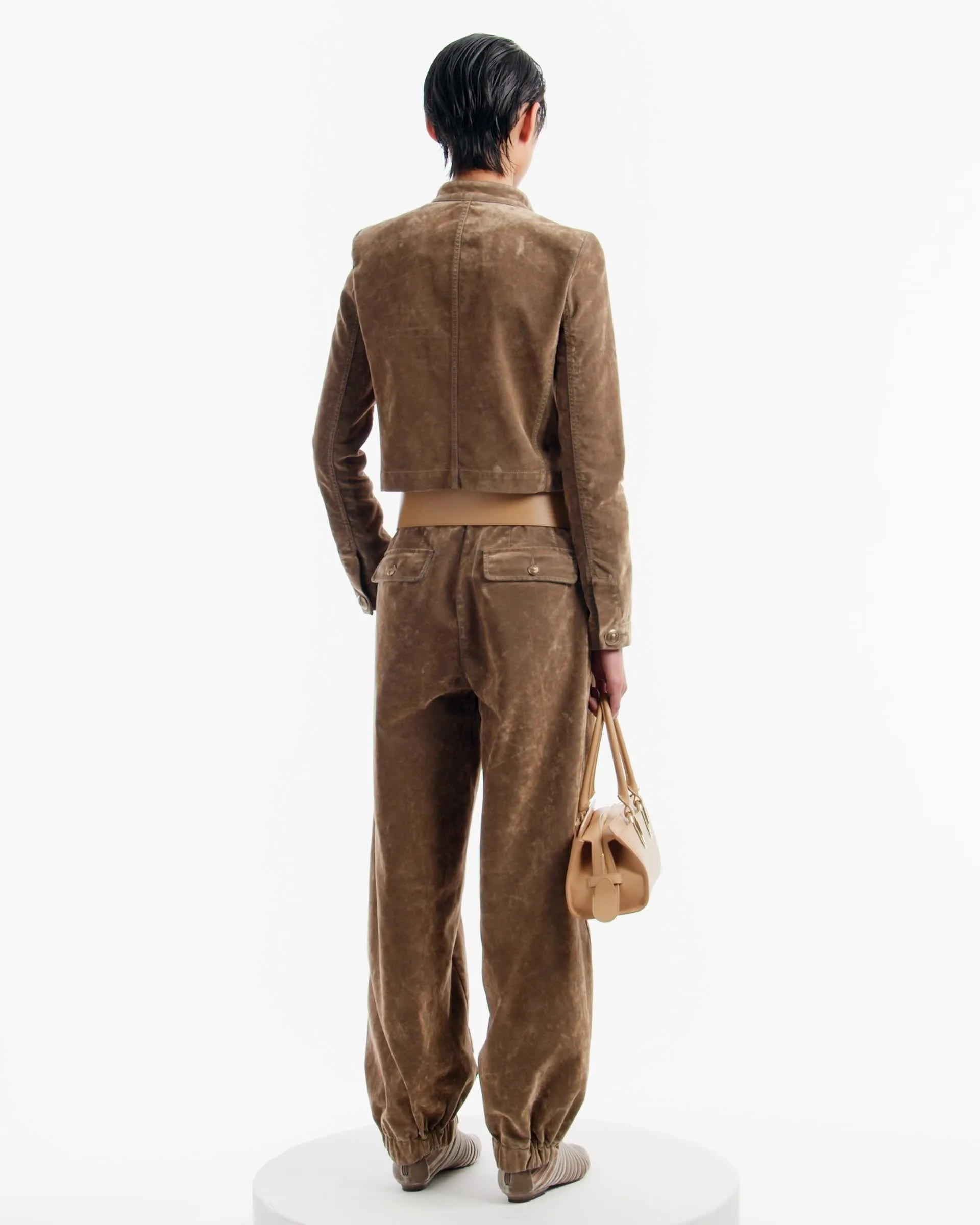 Girorgio Armani フード付ダブルブレストベルベットジャケット undefined