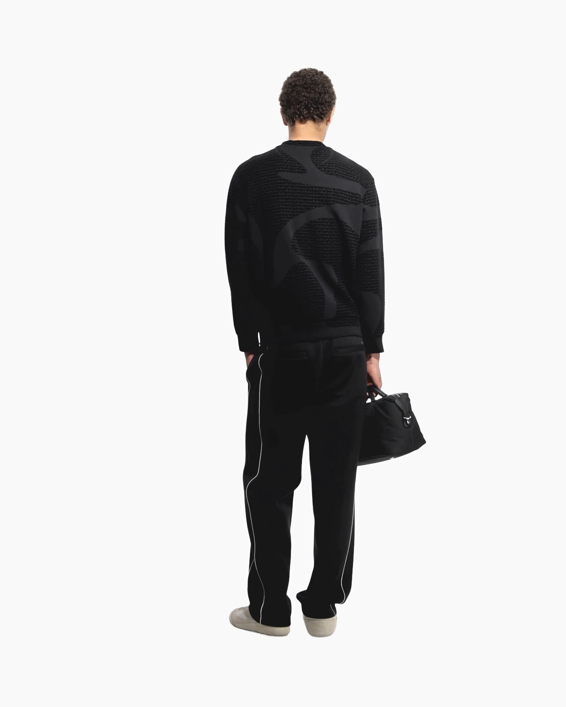 EMPORIO ARMANI▼ASV カラーブロック ロゴ スウェットシャツ ASV スウェットシャツ リヨセル混紡ジャージー オールオーバー
